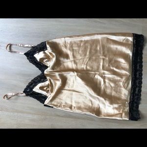 Gold satin and black lace nightie